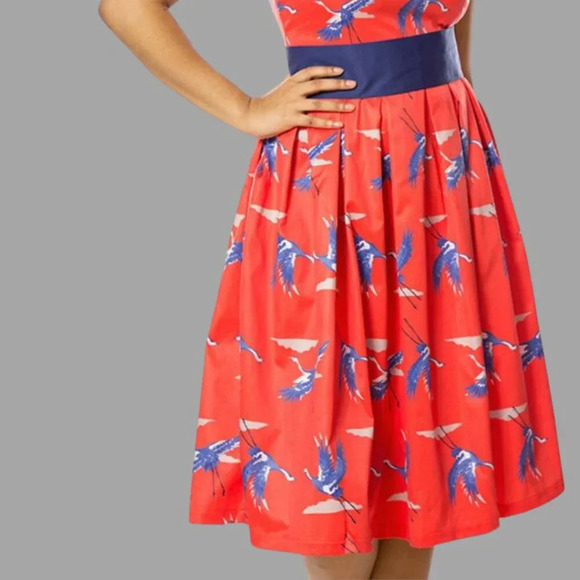 NWT Lindy Bop Lana Dress in Cranes - Picture 4 of 4